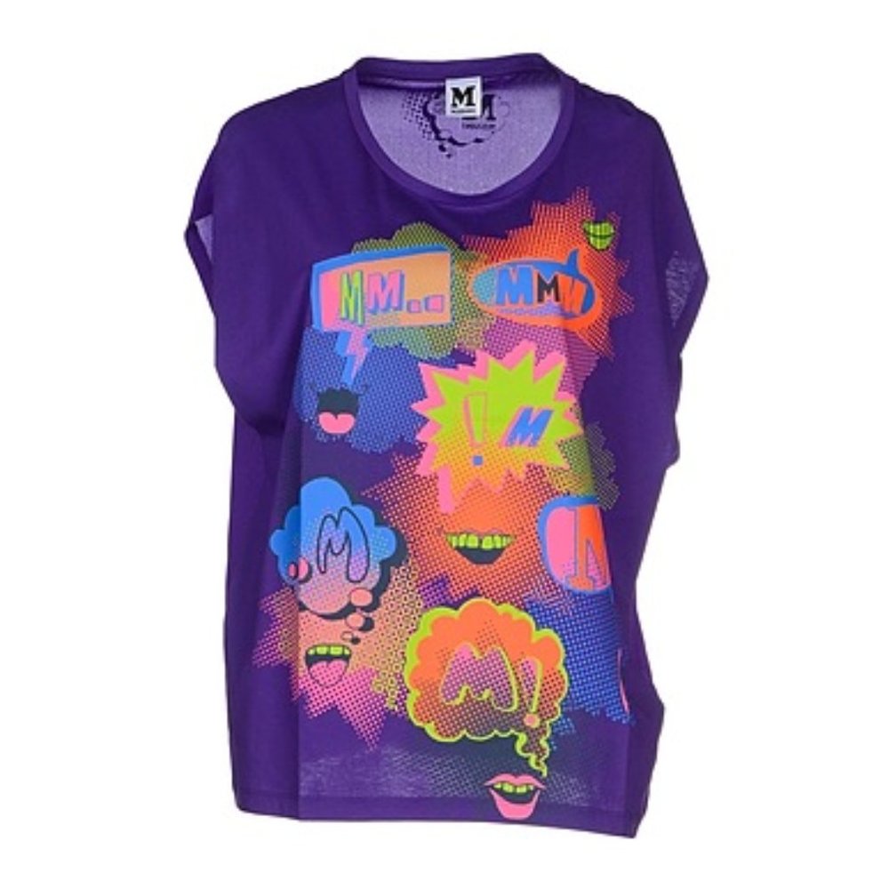 NWT M Missoni Purple Mixed Media Silk Back Cotton Print Top Size L Free Fit